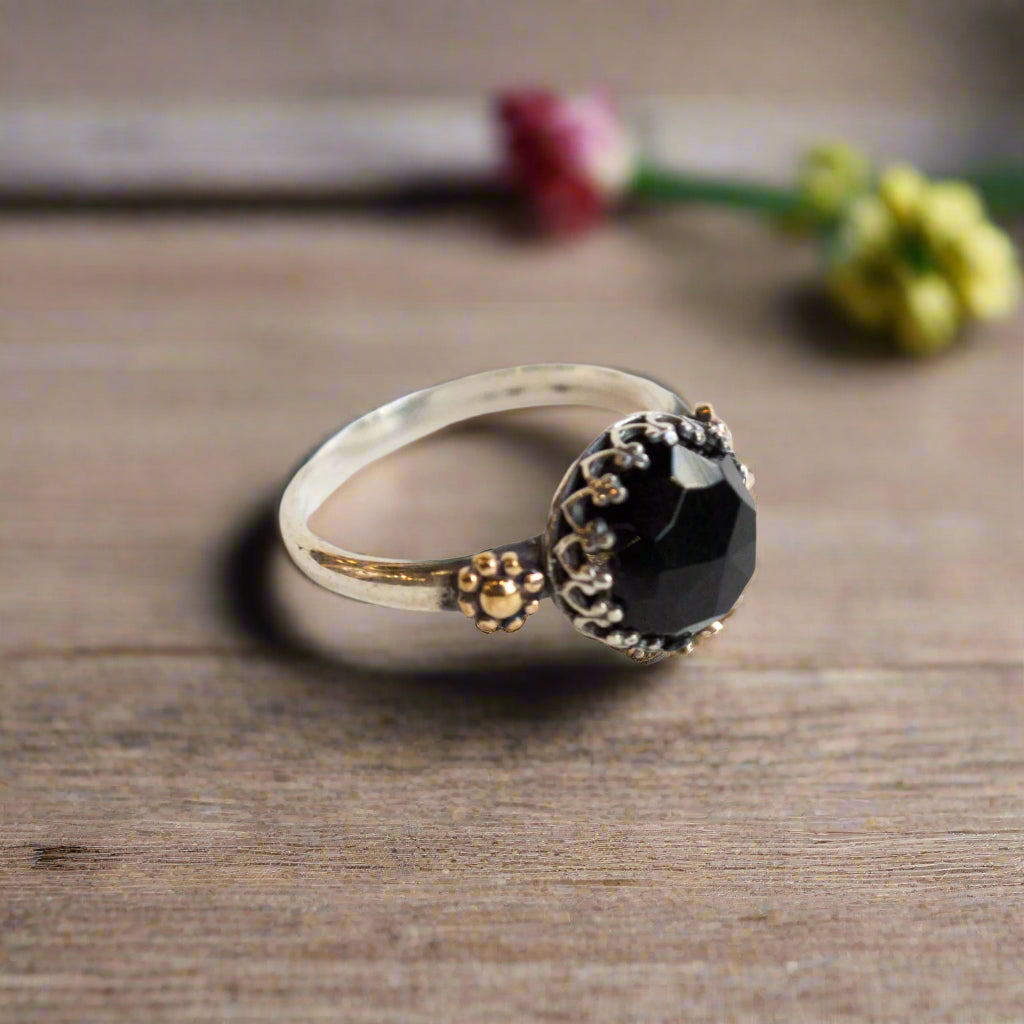 Onyx Silver Gold Ring Lost in – Artisan Look