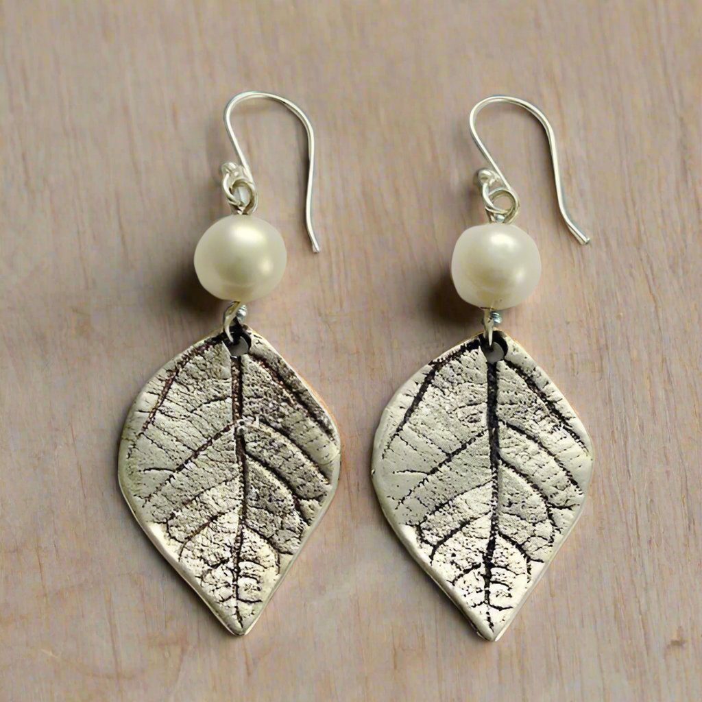Indiamart Silver Earring Wires Botanical Pearl Leaf Earrings Spring