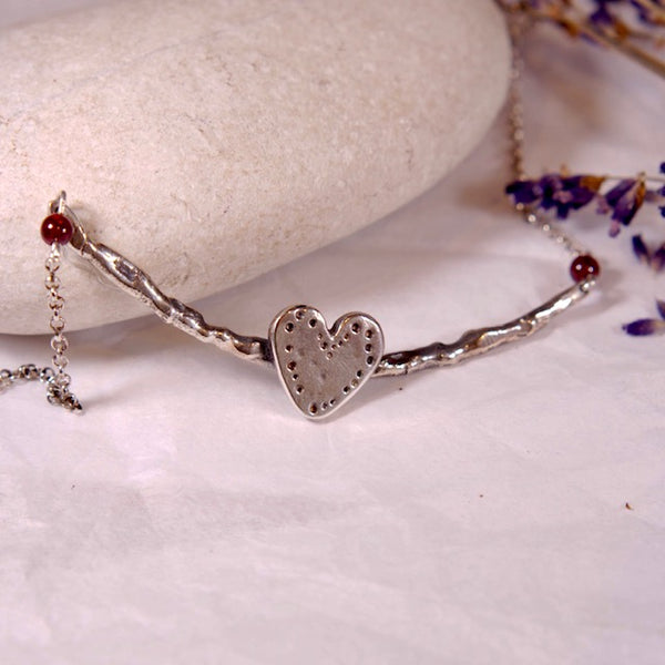 Silver Bar Heart Necklace - The Art Of Love N7001