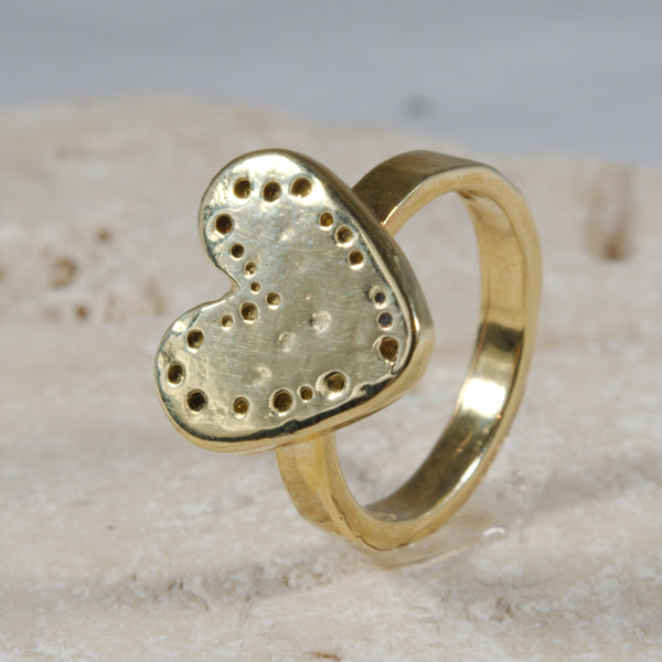 14k Solid Gold heart ring - The Art Of Love RG2340