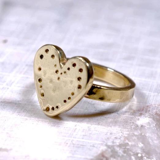 Golden brass heart ring - The Art Of Love RK2340