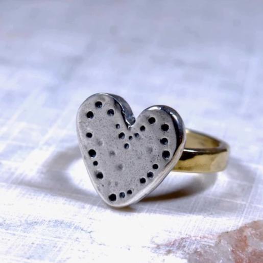 Golden brass heart ring - The Art Of Love RK2340