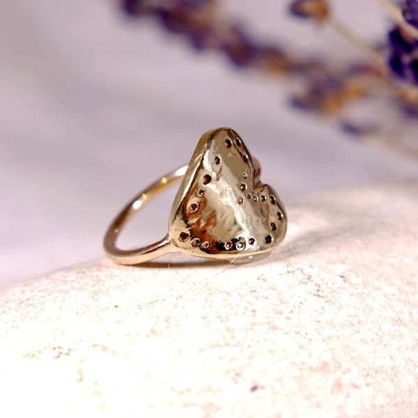 Silver Brass Heart ring - The Art Of Love R2340