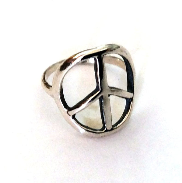 Peace ring, Hippie ring, symbol ring, unisex ring, boho ring, gypsy ring, silver statement ring, unique ring for her - Life in Peace R2157