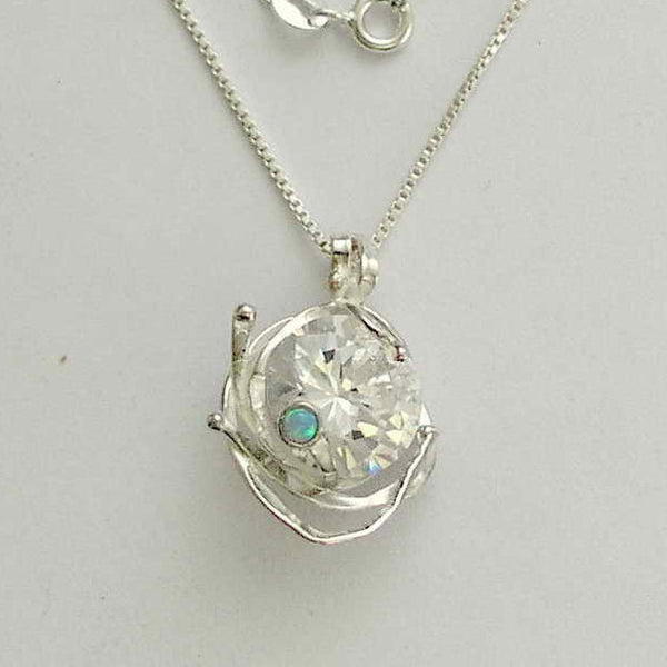 Blue quartz Pendant, blue opal necklace, blue necklace, small pendant, sterling silver necklace, gemstone pendant - You caught me N8916-1