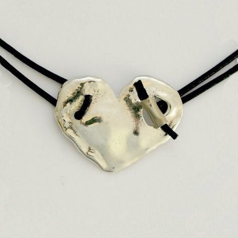 Silver heart necklace, Heart pendant, sterling silver necklace, black leather cord necklace, valentines - You pull my heart strings N8941