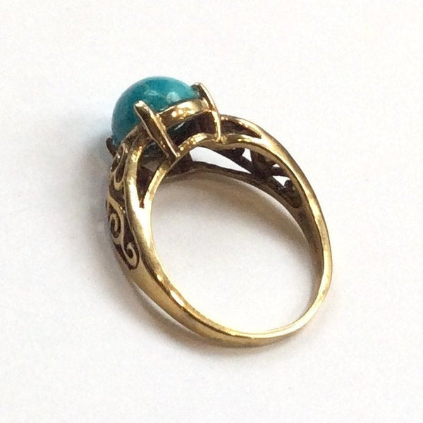 Turquoise ring, Cocktail ring, golden Brass ring, simple ring, engagement ring, ornate ring, boho ring, gemstone ring - A Celebration RK2219