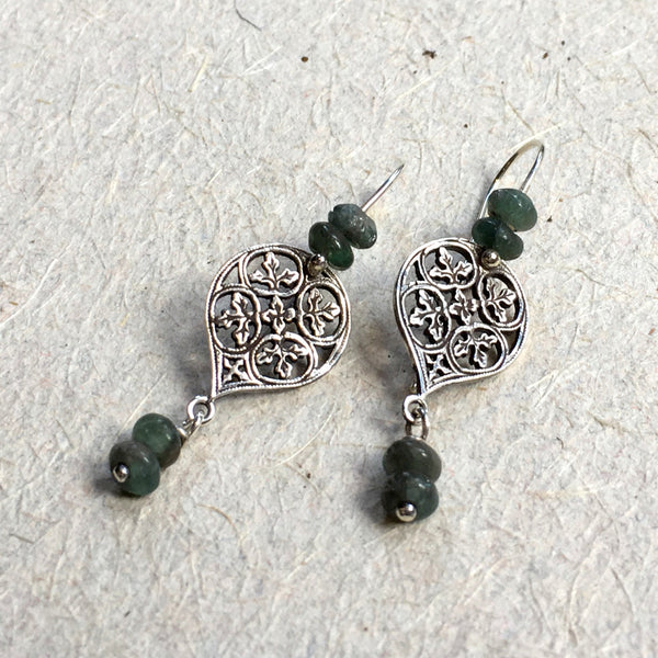Labradorite earrings, simple dangle earrings, stone Casual earrings, filigree earrings, Drop earrings, shiny earrings - Magic love E8039