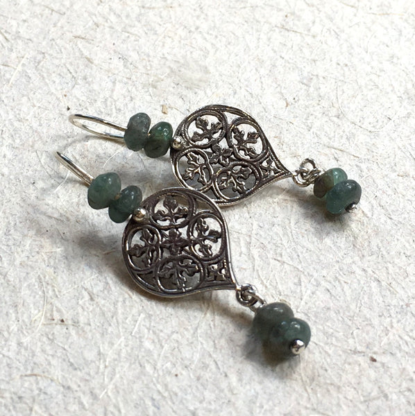 Labradorite earrings, simple dangle earrings, stone Casual earrings, filigree earrings, Drop earrings, shiny earrings - Magic love E8039