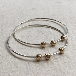 Simple earrings, hoop earrings, silver gold earrings, twotone hoops, casual boho earrings, gypsy earrings, bohemian - Gypsy life E8042