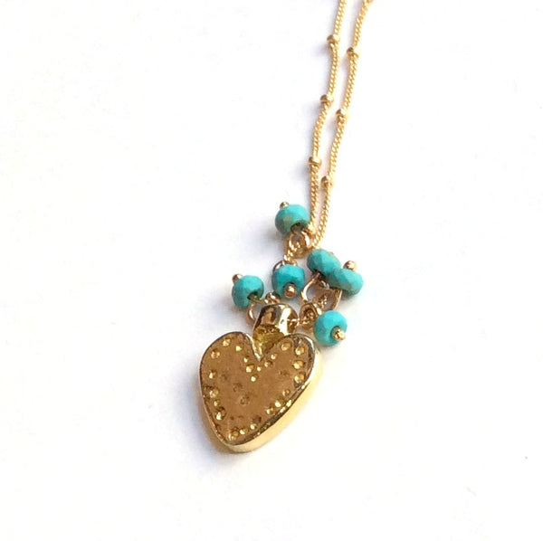 Heart pendant, boho necklace, hammered necklace, Valentines necklace, mixed metal necklace, silver gold brass necklace - In This Heart N2024