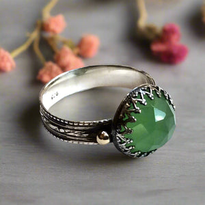 Koral Jewelry Square Emerald Ring - 925 Sterling Silver Vintage Boho Style (Size 8) - View #7