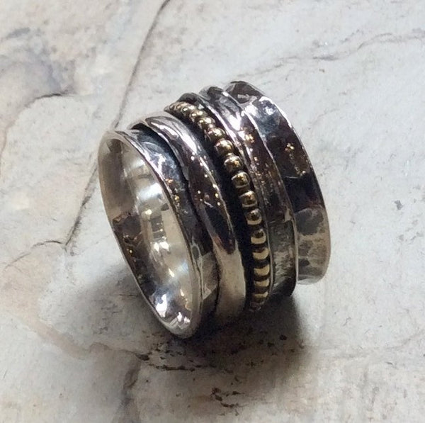 Silver wedding ring, gold filled band, eternity ring, three stacking bands, unisex wedding band, wide band - Purpose R2344