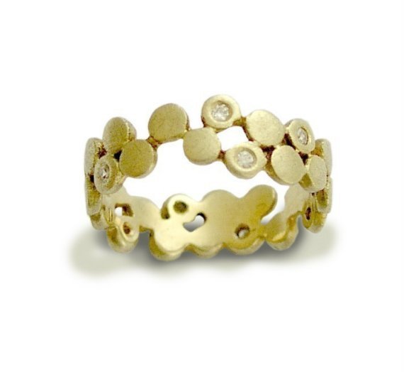 yellow gold dots wedding ring