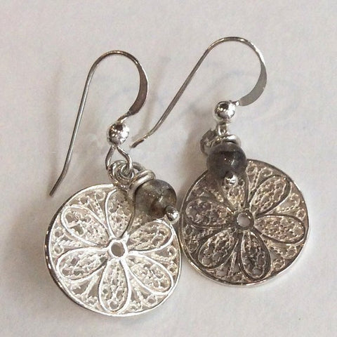 silver labradorite earrings