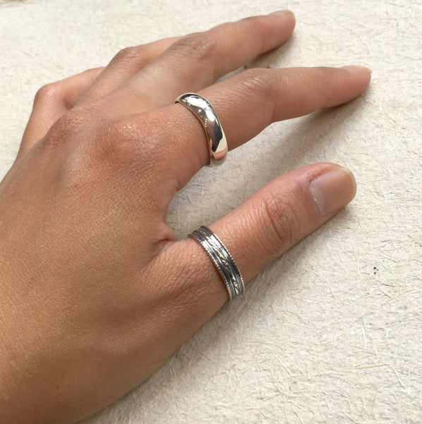 Unisex Wedding ring, stacking ring, boho ring, silver ring, organic ring, hippie ring, unique wedding band, simple - All for love R2374