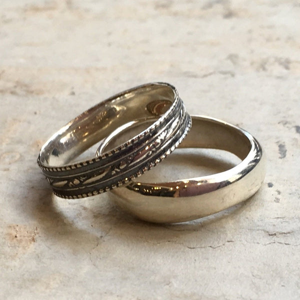 Unisex Wedding ring, stacking ring, boho ring, silver ring, textured ring, hippie ring, unique wedding band, simple - Always mine R2375