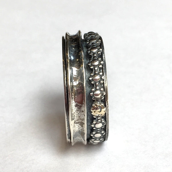 Stacking rings,  spinner ring, meditation ring, wide silver band, sterling silver ring, wedding band, silver band - Deep in your heart R2379