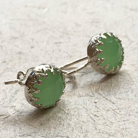 Dangle casual silver jade earrings
