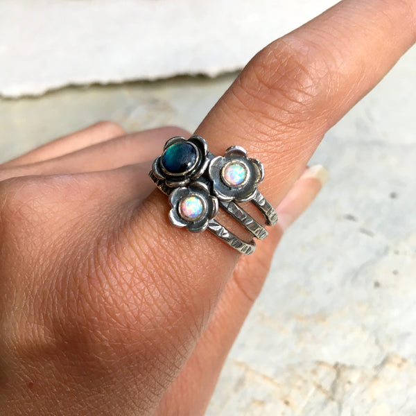 Birthstones silver mothers ring R1686-7