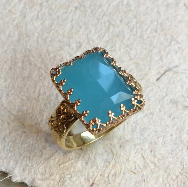 Blue Victorian crown ring
