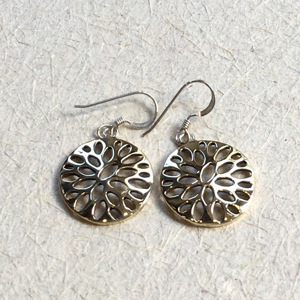 Simple sterling silver earrings, every day earrings, casual earrings, round earrings, drop earrings, shiny earrings - Into your heart E8040