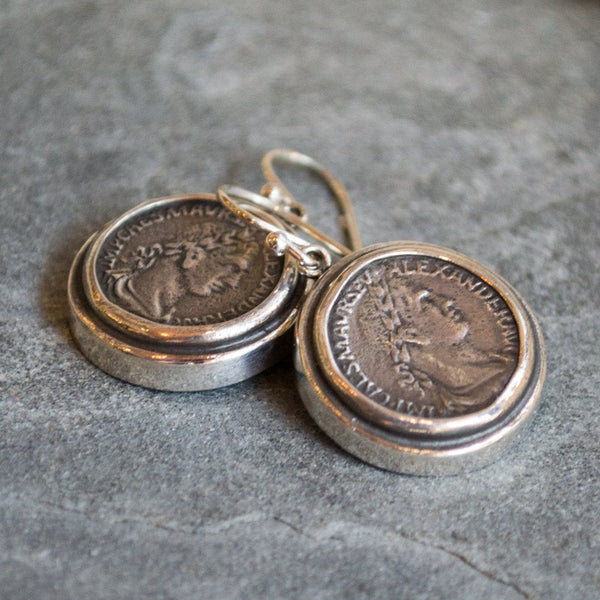 silver coin earrings