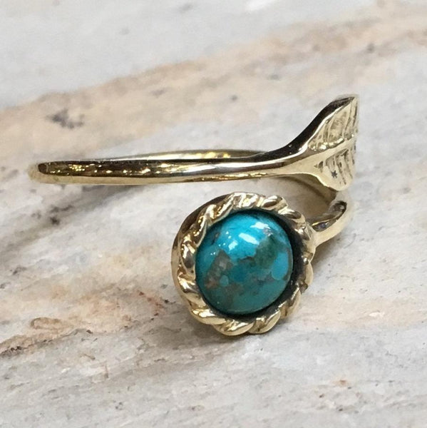 bohemian leaf twig birthstone ring 