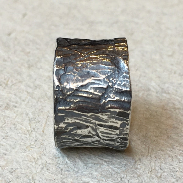 Sterling silver band, hammered band, silver wide ring, Men's and Women's band, simple band, unisex band, textured ring - A chance R2373