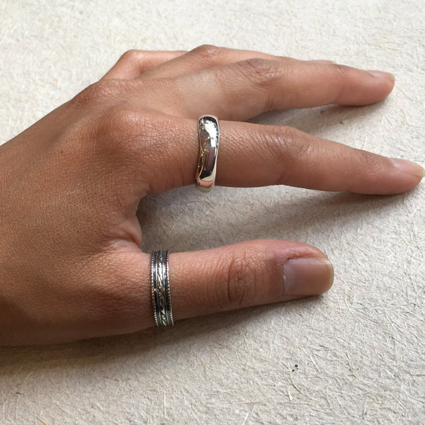 Unisex Wedding ring, stacking ring, boho ring, silver ring, textured ring, hippie ring, unique wedding band, simple - Always mine R2375