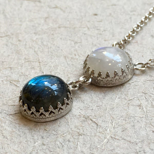 Labradorite pendant, moonstone necklace, Gemstones pendant, crown necklace, bohemian silver necklace, gemstone necklace - Angels N2031