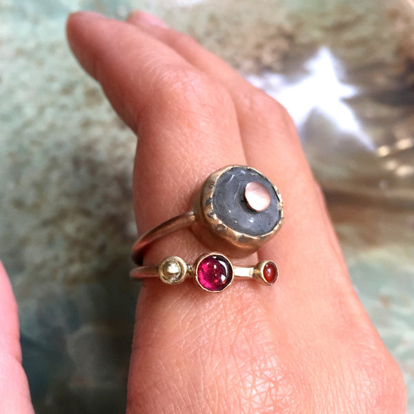 Mothers ring, stacking ring, Birthstones ring, gold filled ting, multi stone ring, family ring, stacking bands - Our golden hill  R2426