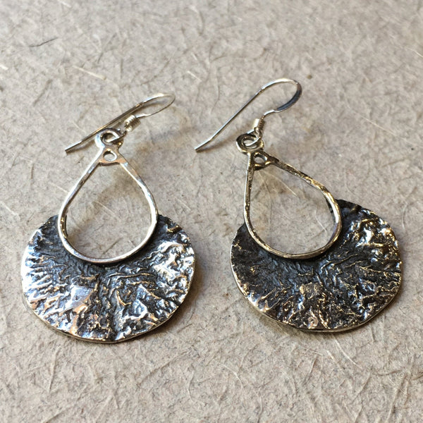 Sterling silver earrings , etched gold earrings, oxidised earrings, long earrings, droplet earrings, dangle earrings - That moment E2125