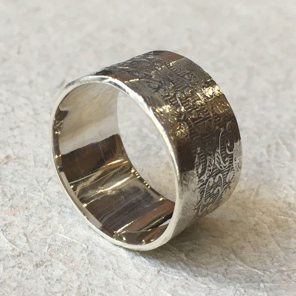 Sterling silver band, wide band, oxidized band, wedding ring, unisex ring, vine filigree ring, oxidized silver - Our joyful life R2390
