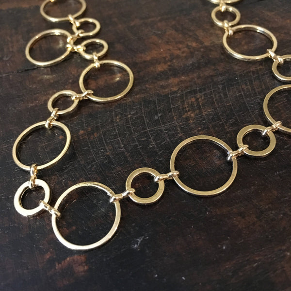 Gold choker necklace, circles necklace, dainty choker, Layering Necklace, Gift for her, circle choker necklace, adjustable  - AFN 105G