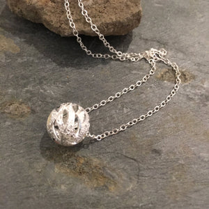 Simple Silver Bead Necklace, Dainty silver necklace, Minimalist necklace, ball pendant, Layering Necklace, Gift for her, Boho - AFN 106S