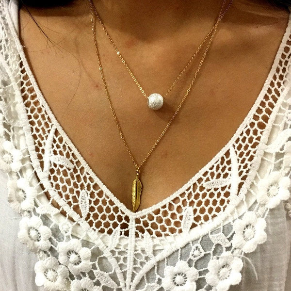 Minimalist feather necklace, Gold necklace, Dainty feather pendant, Gold Feather necklace, Layering gold Necklace, Gift for her - AFN 118