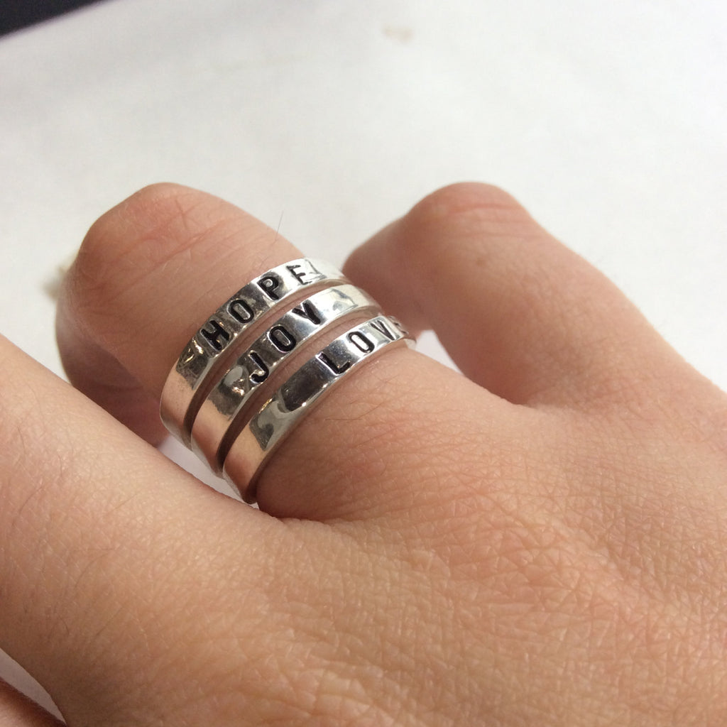 Stacking hot sale name rings