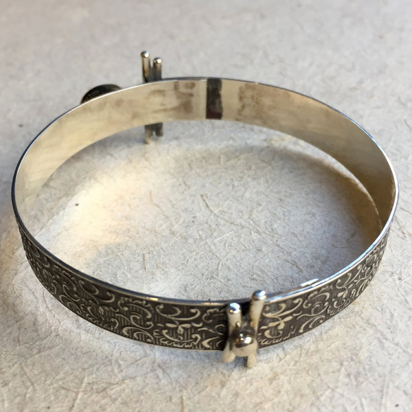 Silver tourmaline Leaves bracelet, Wide silver bangle, Sterling Silver gold bangle, Botanical Bracelet, vine bracelet - Careless Love B3013