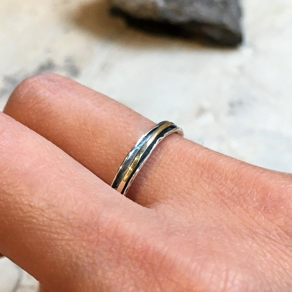 Skinny spinner Ring, Minimal Silver gold Ring, Stackable Ring, wedding band, Stacking Ring, midi ring, dainty ring - Lucky Star R2462