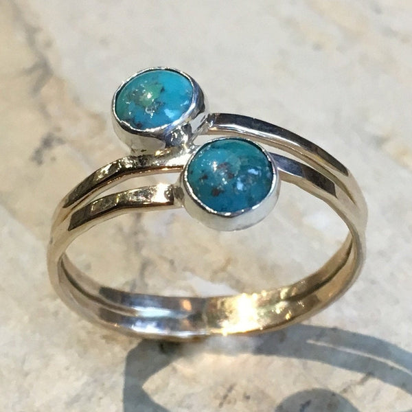 Turquoises ring, December birthstone ring, mothers ring, stacking ring, Gold ring,  personalised ring, family stones ring - You And Me R2468