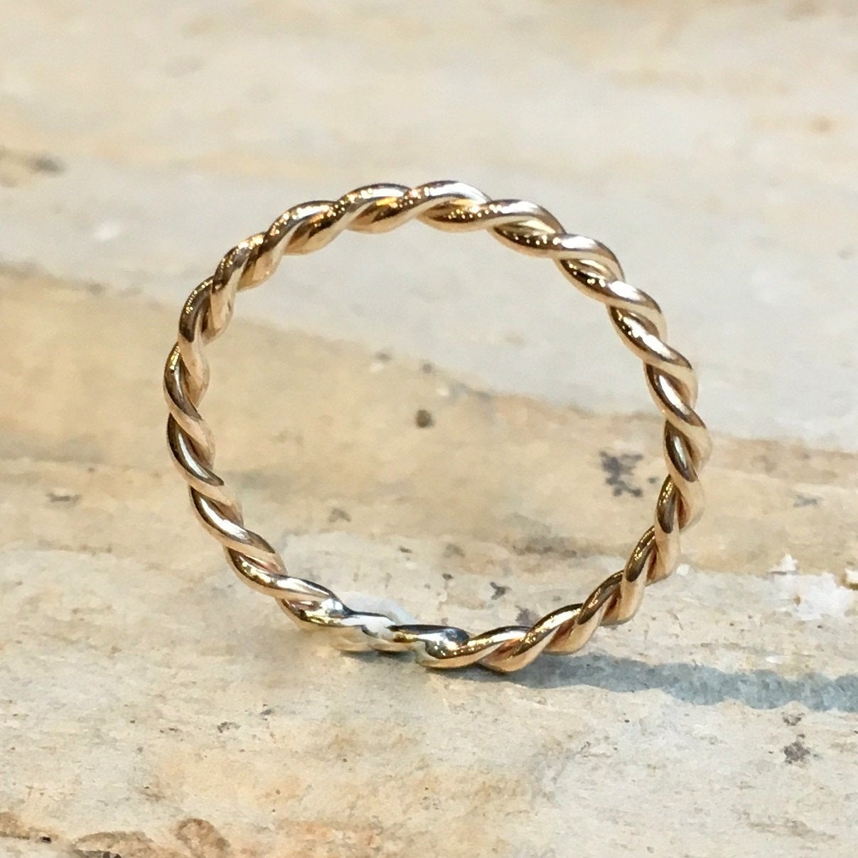 Stacking Gold Ring, simple stackable ring, simple twisted band, minimal Ring, knuckle ring, skinny ring, dainty ring - Just on Time R2470