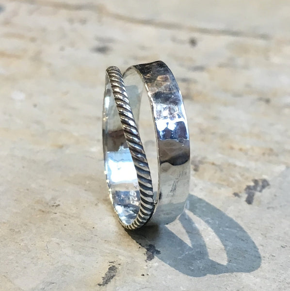 Double Stacking Ring, Skinny Ring, Minimal Ring, Stackable Silver Ring, Organic Silver ring, midi ring, dainty thumb ring - Spirit R2476