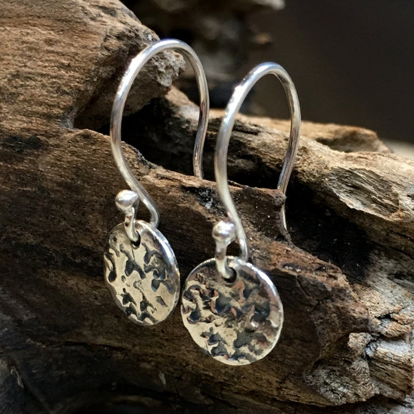 Minimalist earrings, Silver disc Earrings, hammered silver Earrings, Every day Earrings,dainty Jewelry, boho earrings - By My Side E8063