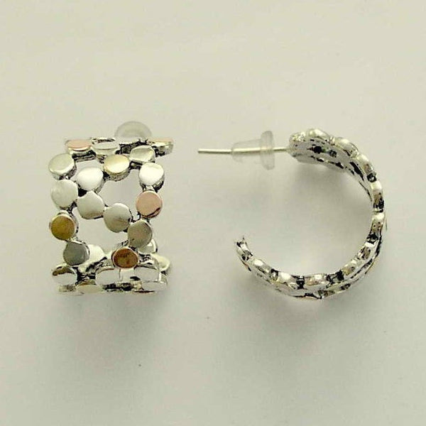 silver gold dot hoop earrings