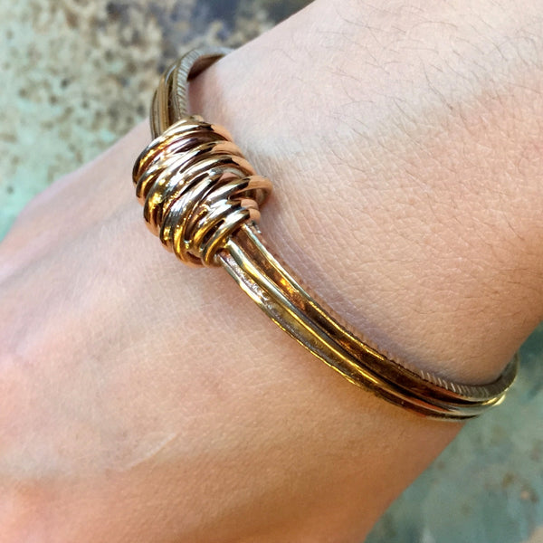 Bronze Bangle, wire wrap Bangle, Gold filled Bangle, unique Bangle, modern bracelet, boho bracelet, bohemian bracelet - Hidden love B3015