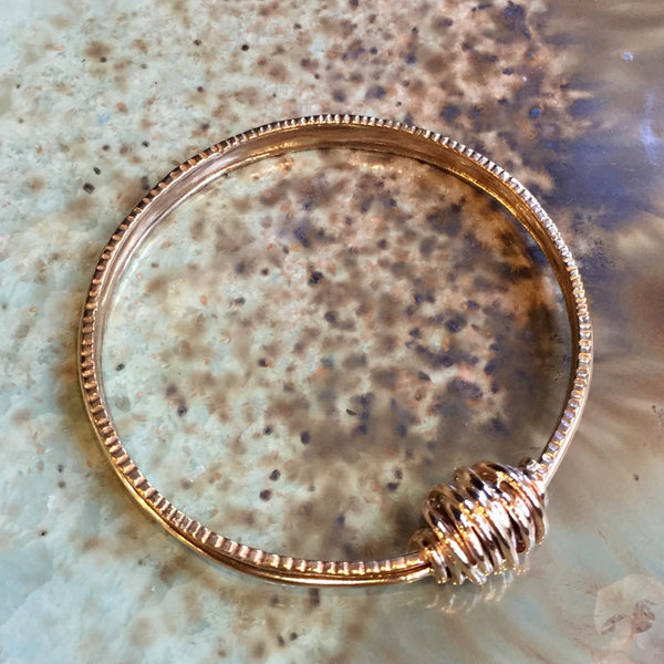 Bronze Bangle, wire wrap Bangle, Gold filled Bangle, unique Bangle, modern bracelet, boho bracelet, bohemian bracelet - Hidden love B3015