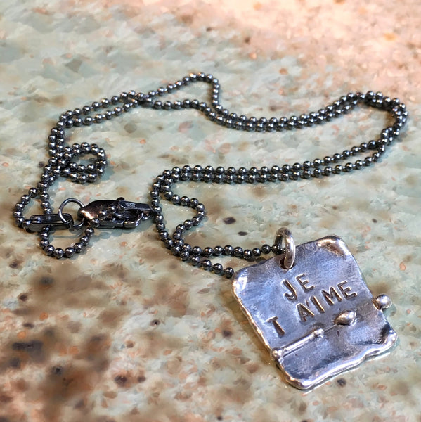 Proud pendant, Minimalist garnet necklace, Layering Necklace, Hand stamped necklace, message necklace, personalised pendant - Darling N2067