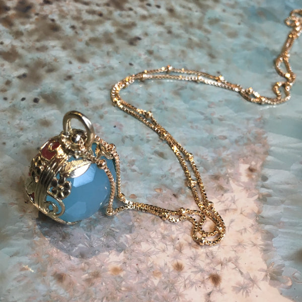 Jade pendant, Cherry quartz pendant, Gold necklace, birthstones pendant, boho double sided pendant, floral pendant - Neverland NK2000-4
