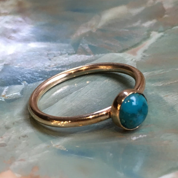 Turquoise ring, December birthstone ring, Gold ring, Gold Filled ring, stacking ring, custom ring, dainty ring, stone ring - So happy R2454